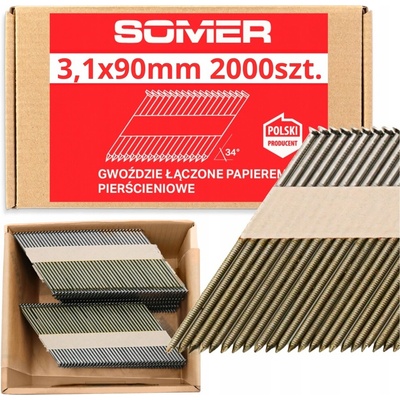Klince do klincovačky Somer spájané papierom 3,1x90 R 2000 ks