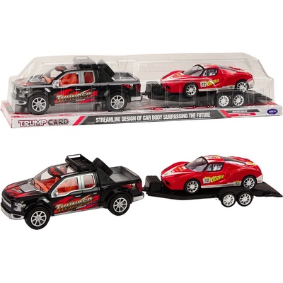 Lean Toys Pickup auto s přepravním přívěsem a sportovním terénním autem