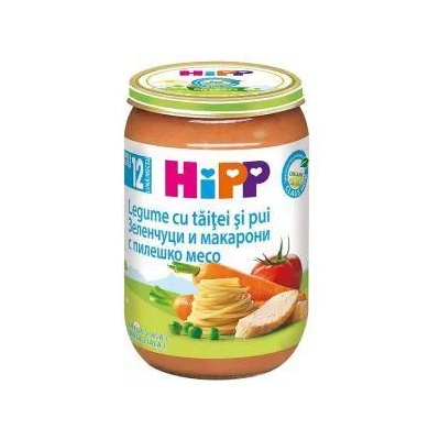 HiPP Пюре от био зеленчуци, макарони и пилешко месо hipp, 12+ месеца, 220гр