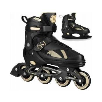 NILS Extreme NH382 recreational adjustable inline skates black-beige size 28-31