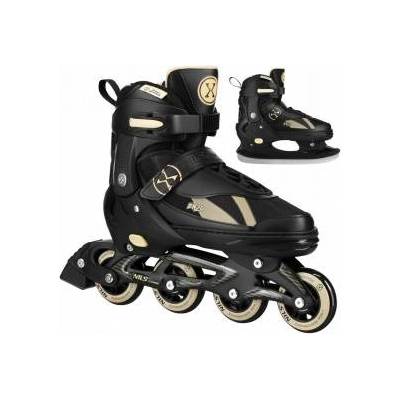 NILS Extreme NH382 recreational adjustable inline skates black-beige size 28-31