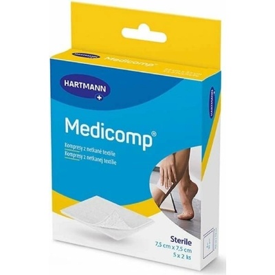 Hartmann Medicomp kompresy z netkanej textílie, sterilné 7,5 x 7,5 cm, 5 x 2 ks