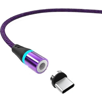 W-star KBMG2BV1C magnetický USB / USBC, 3A, 1m, černý, fialový