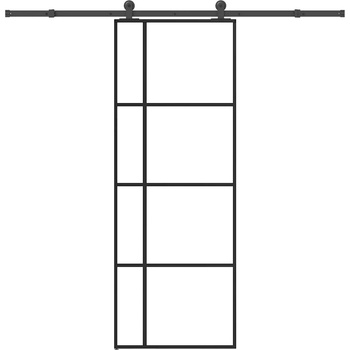 vidaXL Плъзгаща се врата с обков 76x205 см ESG стъкло и алуминий (3332911)