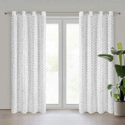 Eurofirany Závěs 140x250 cm šifonový bílý na kovové kroužky ROSES Eva Minge