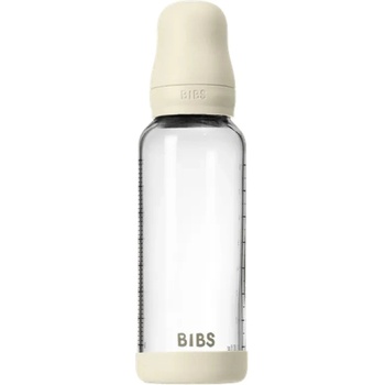 BIBS Стъклена бебешка бутилка Bibs - С каучуков биберон, 240 ml, Ivory (5020216)