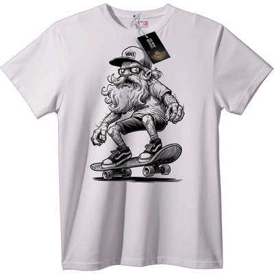 NOONEBRAND Тениска Брадат скейтборист - XXS, White