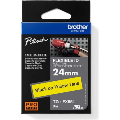 páska BROTHER TZFX651 čierne písmo, žltá páska FLEXIBLE ID Tape (24mm) (TZEFX651)