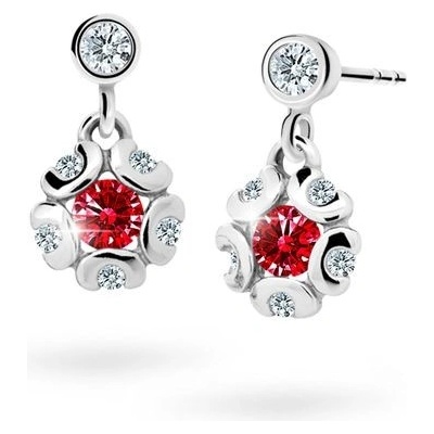 Danfil dětské náušnice kytičky C2178 z bílého zlata s kamínkem Ruby Dark zapínání balónek