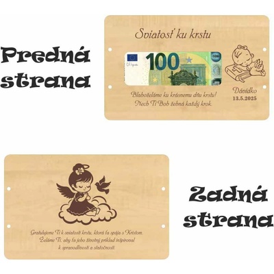 Drevená obálka na peniaze pre dievčatko - Sviatosť ku krstu