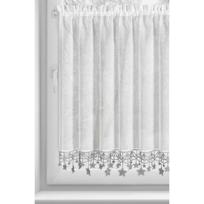 Takoy Vitrážová záclona 150x90 cm bílo-stříbrná zdobená hvězdičkami-HF-473433 | 150 x 90 cm