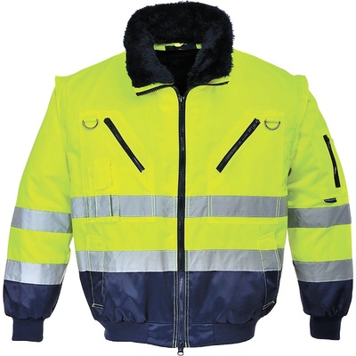 PortWest PJ50 PILOT HI-VIS reflexní bunda žlutá/tmavě modrá 3v1 zimní