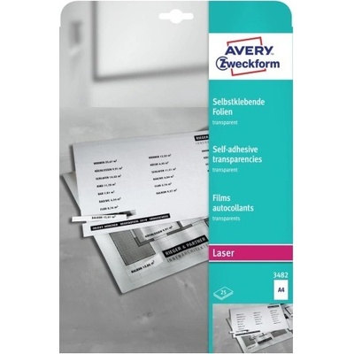 Avery Zweckform 3482 Samolepící PET fólie 25 x A4 transparentní