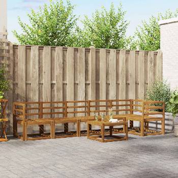 vidaXL Комплект дивани за открито 7 pcs Естествен (3366482)