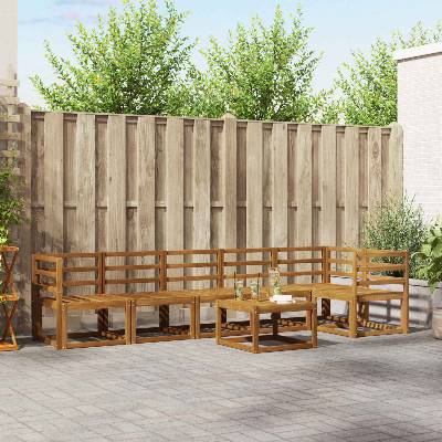 vidaXL Комплект дивани за открито 7 pcs Естествен (3366482)