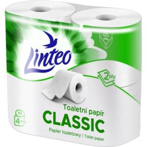 Linteo Тоалетна хартия Linteo Classic 4 ролки, двуслойна, бяла