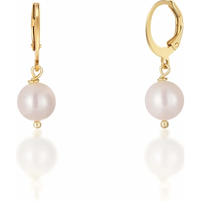 JwL Luxury Pearls Krásne pozlátené náušnice s pravými bielymi perlami JL0678