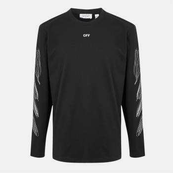 Off White Тениска Off White Men's Diags Skate Long Sleeve T-Shirt - Black-White