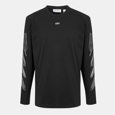 Off White Тениска Off White Men's Diags Skate Long Sleeve T-Shirt - Black-White