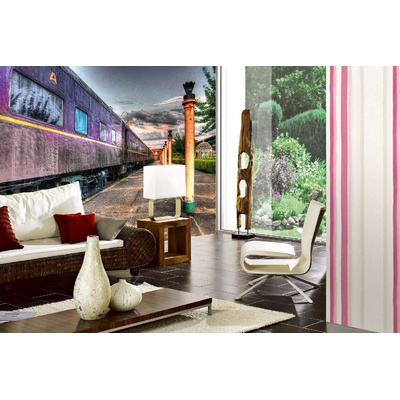 DIMEX ART Самозалепваща се флизелинова фототапета лив влак в гара 375 x 250 см