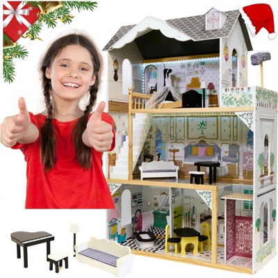 KIK domeček pro panenky + nábytek XXL LED KX6487