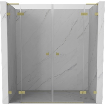 Mexen Lunar L Двойни врати за душ-кабина, отварящи се, 200 см, прозрачни, златисто матирани - 834DL-200-000-55-00 (834DL-200-000-55-00)