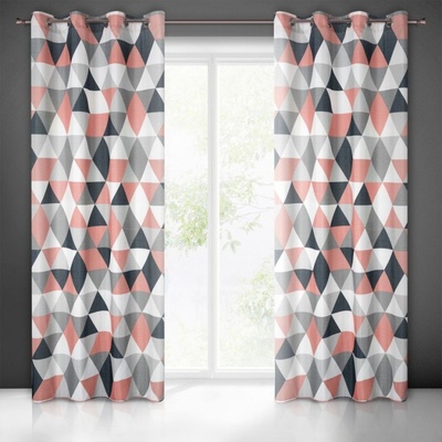Záves s ružovým geometrickým vzorom Šírka 140 cm | Dĺžka 250 cm ružová