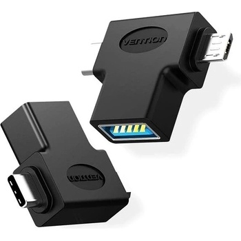 Vention OTG Adapter Black micro USB + USB-C to USB for Android CDIB0