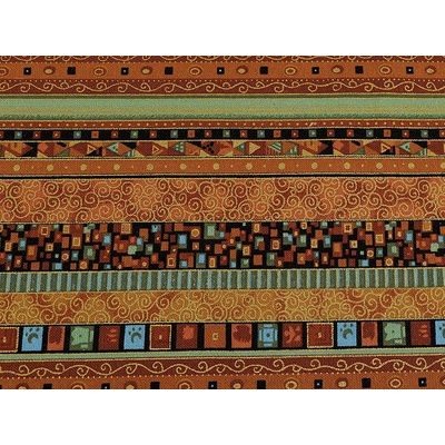 Bavlněná látka / plátno se zlatým potiskem - africký, etnický styl Varianta: 3 rezavá stř., Balení: 1 m