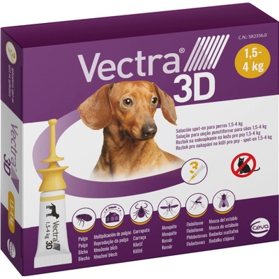 VECTRA 3D Spot-On XS pre psov 1,5-4 kg 3 x 0,8 ml