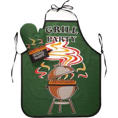 Forbyt Kuchyňská zástěra nebo komplet Grill party zelená 63x75cm zástěra