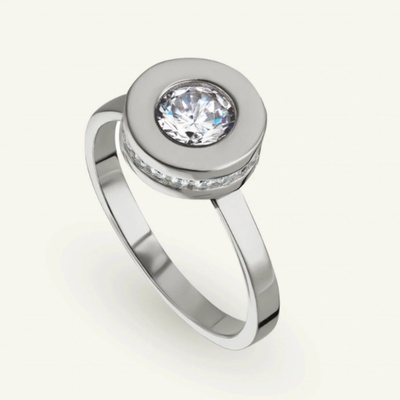 SilveAmo Stříbrný prsten s bílým zirkonem KK2F1109 17