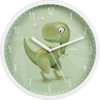 Hama Часовник HAMA Happy Dino (186427), стенен, кварцов, детски, зелен (186427)