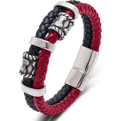 Impress Jewelry Pánský splétaný ocelový náramek Etnic Červený 220422111405