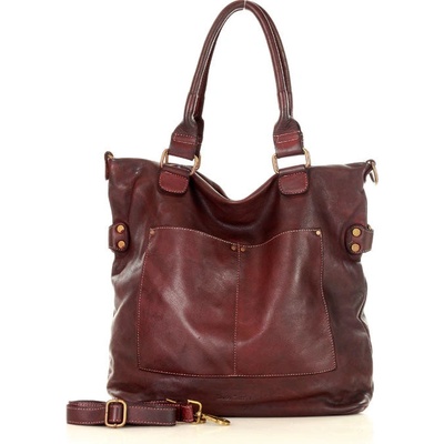 Mazzini Marco dámska kožená shopper taška XL Vintage v7f bordová