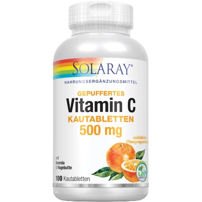 SOLARAY Буфериран Витамин С Дъвчащи таблетки 500 - 100 таблетки за дъвчене