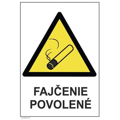 Výstražná tabuľka Fajčenie povolené 210 x 148 mm