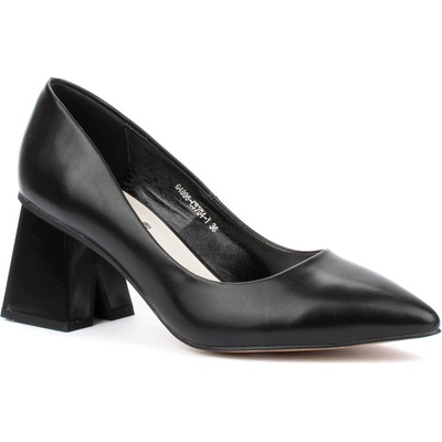 Черни елегантни обувки от еко кожа с модерен ток