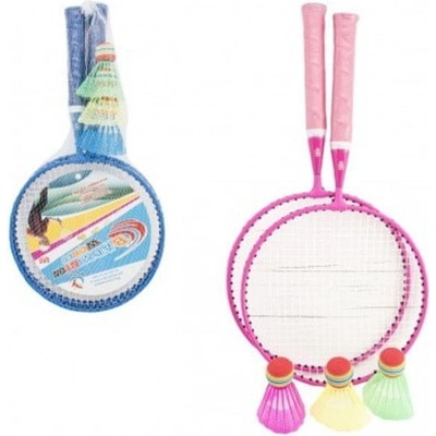 Teddies Badminton sada dětská 2 pálky + 3 košíčky 2 barvy