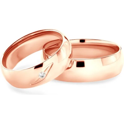 SAVICKI Сватбени халки: розово злато, полукръгъл профил. 6 мм