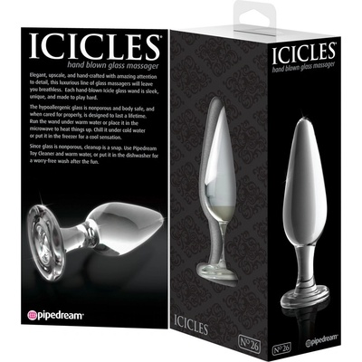 Pipedream Icicles No. 26 - sklenený análny kolík priehľadný