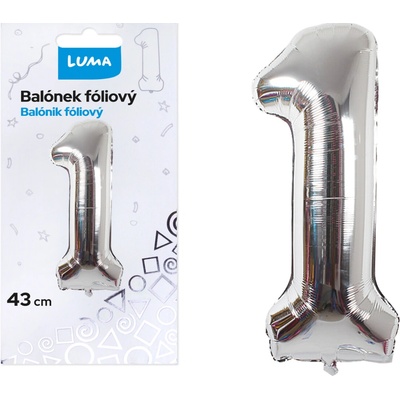 Luma Balónek foliový č.1 STŘÍBRNÝ 43 cm