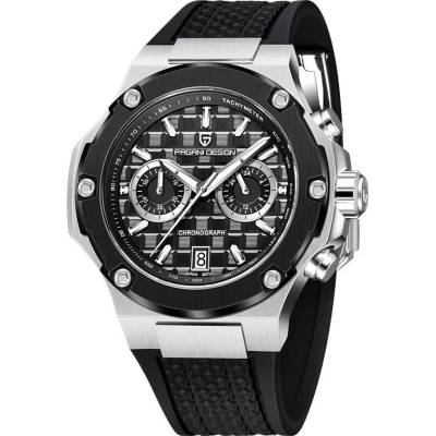Pagani Design Мъжки часовник Pagani Design Querl, Силиконова каишка, Черен / Сребрист (PD-YS032-BLACK-SILV-BLACK)