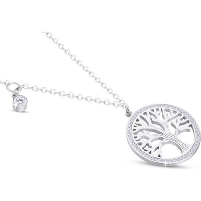 Biju Řetízek z chirurgické oceli s přívěskem, strom života s čirým kamínkem 3001916
