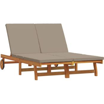 vidaXL Шезлонг Кафяво 125 x 200 x 84 см Солидно акациево дърво (3325191)