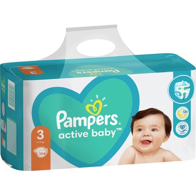 Pampers Бебешки пелени Pampers - Active Baby 3, 104 броя (1100004126)