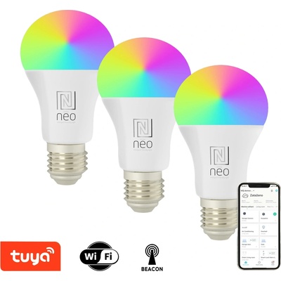 Immax NEO LITE SMART sada 3x žárovka LED E27 11W RGB+CCT barevná a bílá, stmívatelná, Wi-Fi, TUYA