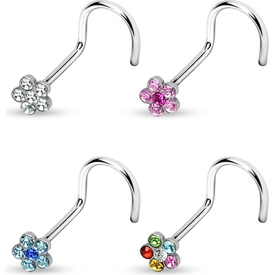 Šperky eshop piercing do nosu barevný kvítek ze zirkonů W39.29 duhová