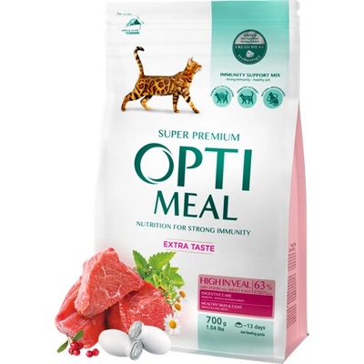 OPTIMEAL Superpremium pre dospelé mačky s teľacím mäsom 700 g