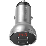 Baseus Зарядно за кола с 2xUSB-A изхода, технология за бързо зареждане и дисплей за зареждане на мобилни устройства - Baseus Digital Display 45W Dual USB Quick Car Charger (CCBX-B0S) (сребрист) (CCBX-B0S)